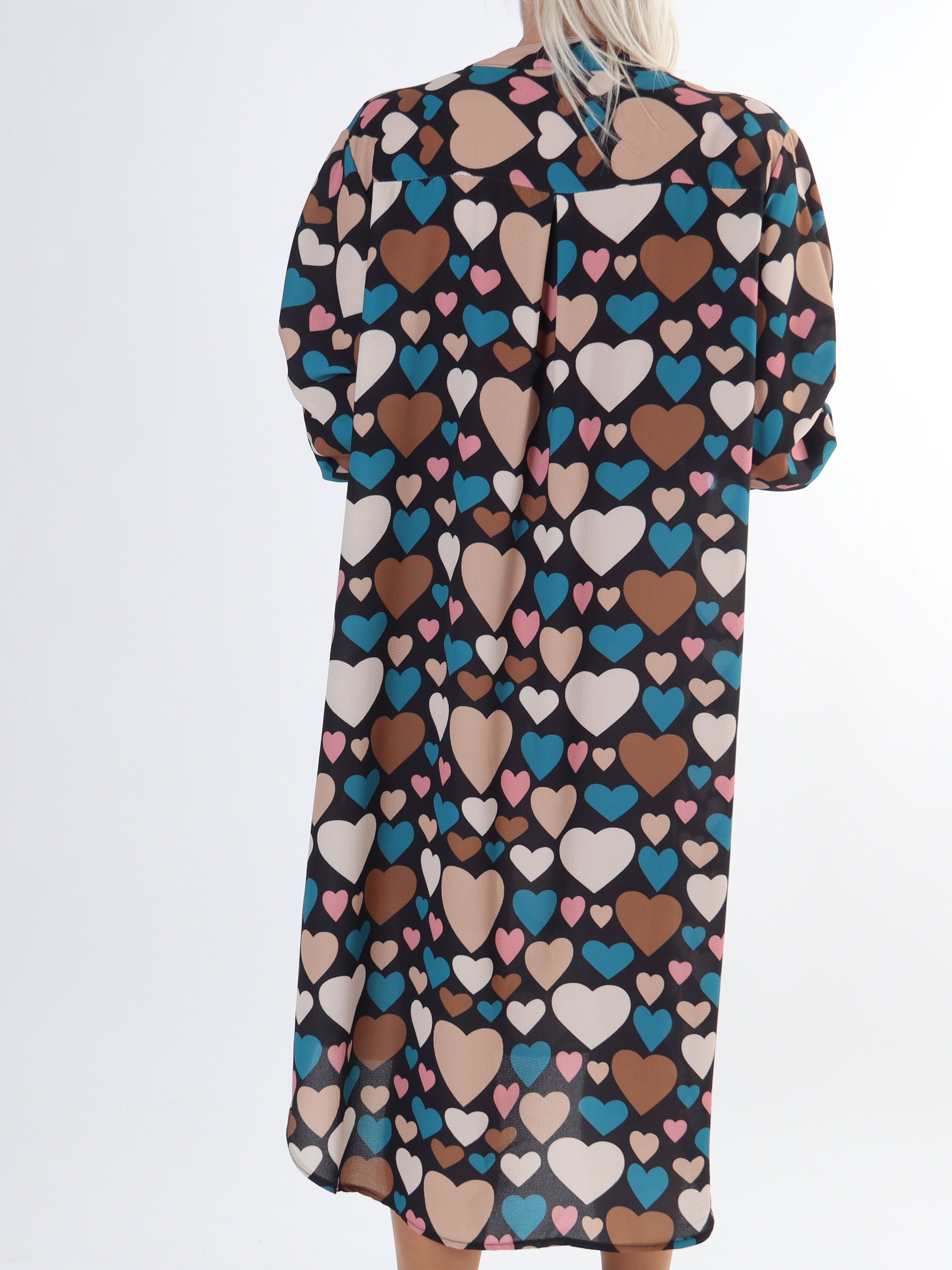 Vanesa Heart Long - Plus size kjole med hjerte mønster